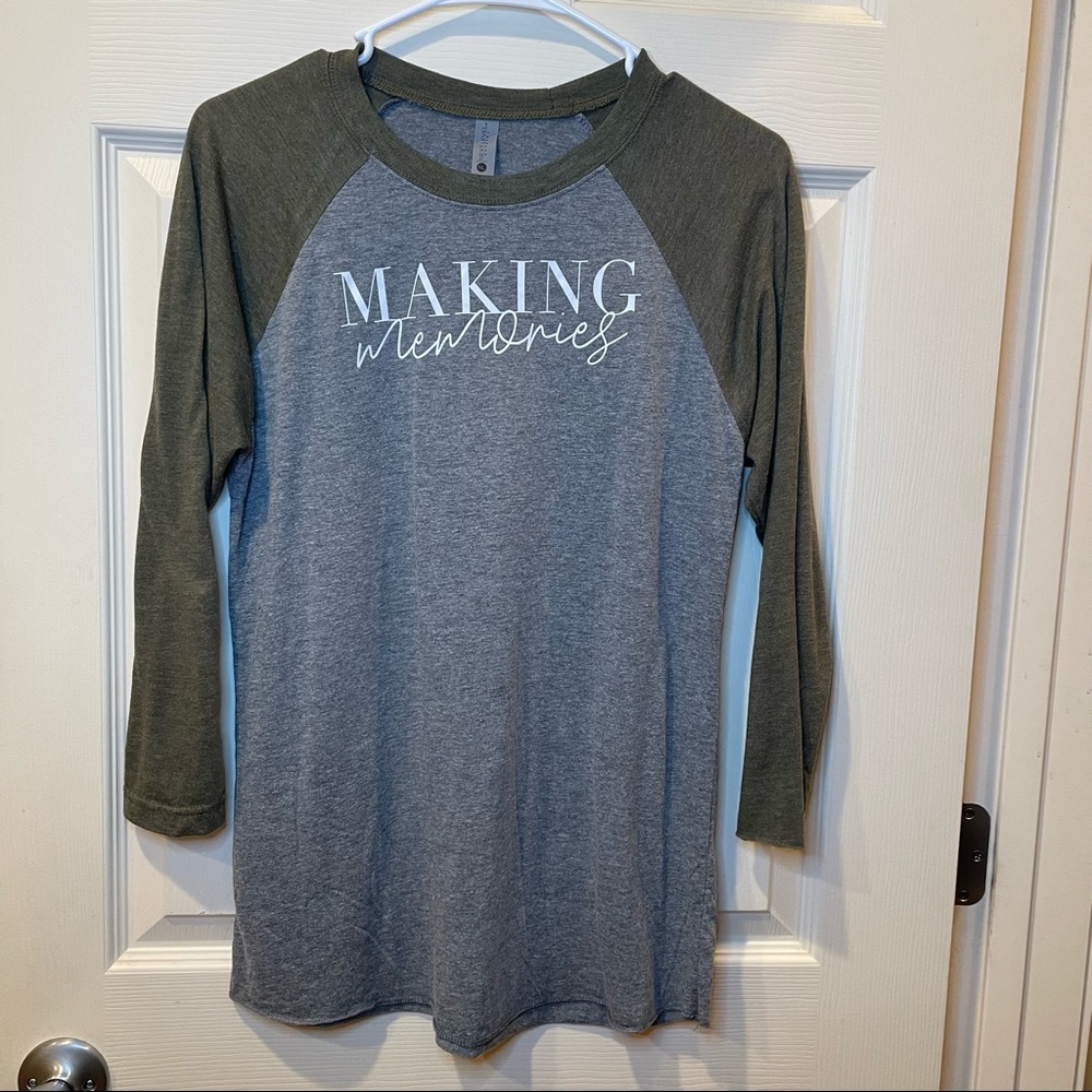 Gray and Green Making Memories Tee